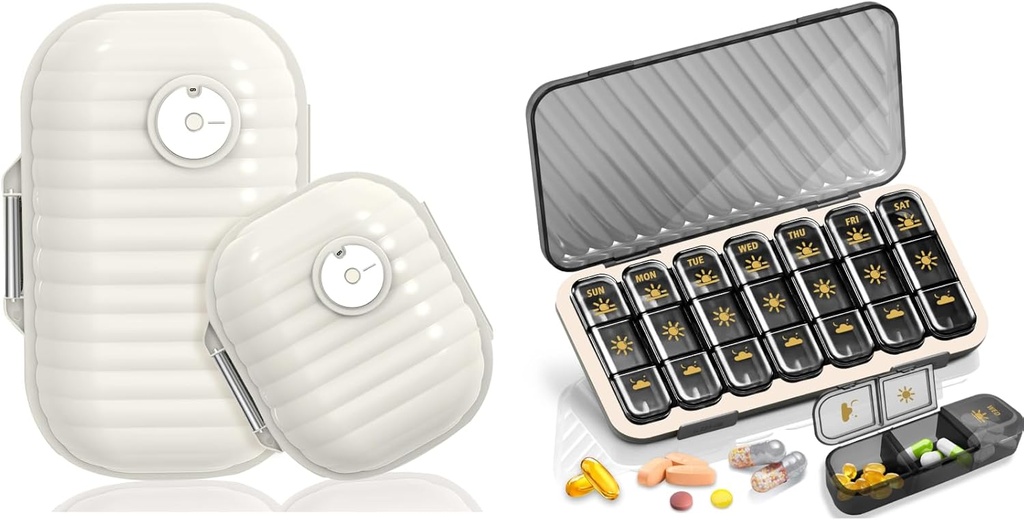 מארגנת גלולות שבועיות, Travel Pill Organer, Large Travel Pill Box 7 Day, Am Pm Three Daily Pill Case with Removable Medicine Container