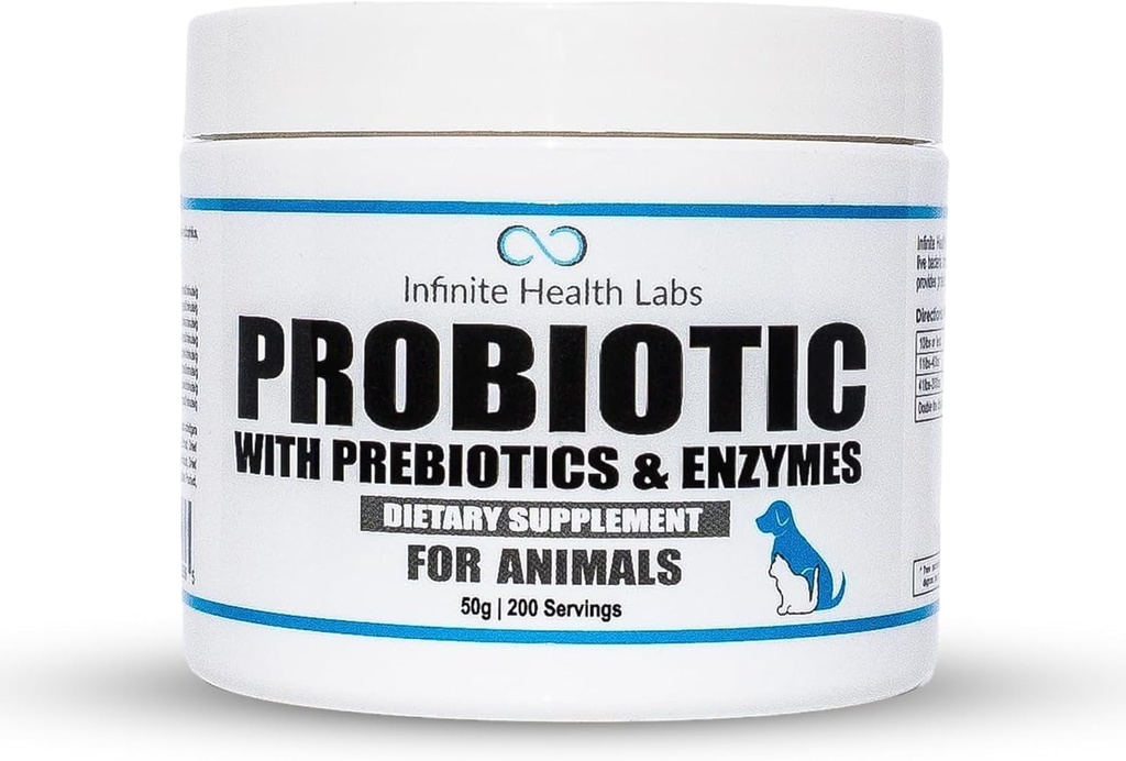 Probiotics for Dogs and Cats - Vet Formulated Made in USA Pet Prebiotic & Enzyme אבקה עבור Digestive, Gut & Immune Health - 200 משרתים (50 גרם)
