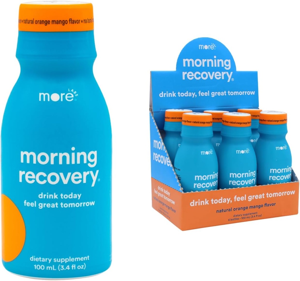 Recovery Electrolyte, Milk Thistle Drink Prorietary Formulation to Hydrate בעוד שתייה, Highly Soluble נוזל DHM, Non GMO, טבעוני, Gluten-Free, Orange מנגו, Pack של 6