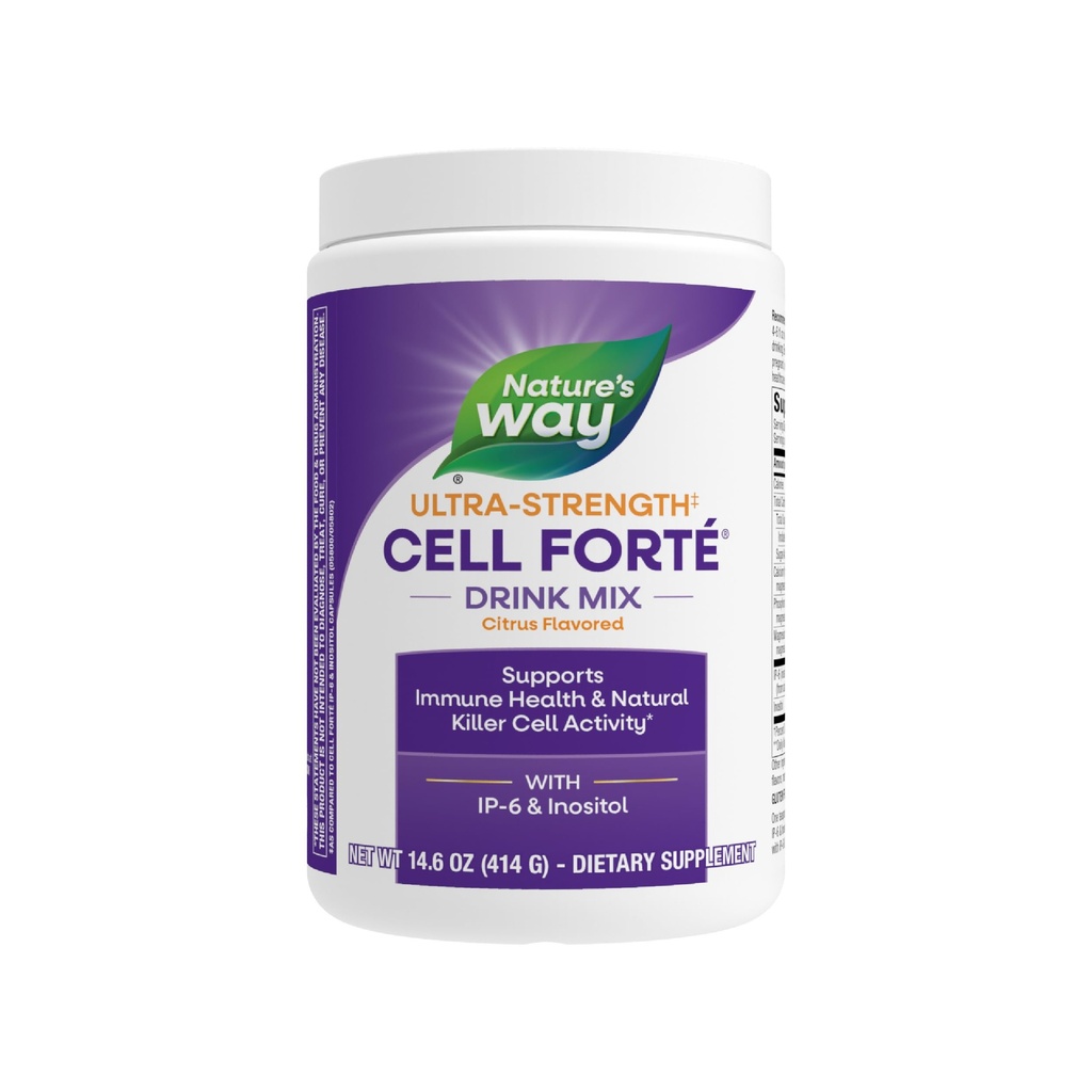 Nature's Way Ultra Strength(1) Cell Forté Drink Mix, IP-6 & Inositol אבקת תוסף, תומך בפעילות Immune Health & Natural Killer Cell *, Citrus Flavored, טבעוני, 14.6 Oz (Packaging May Vary)