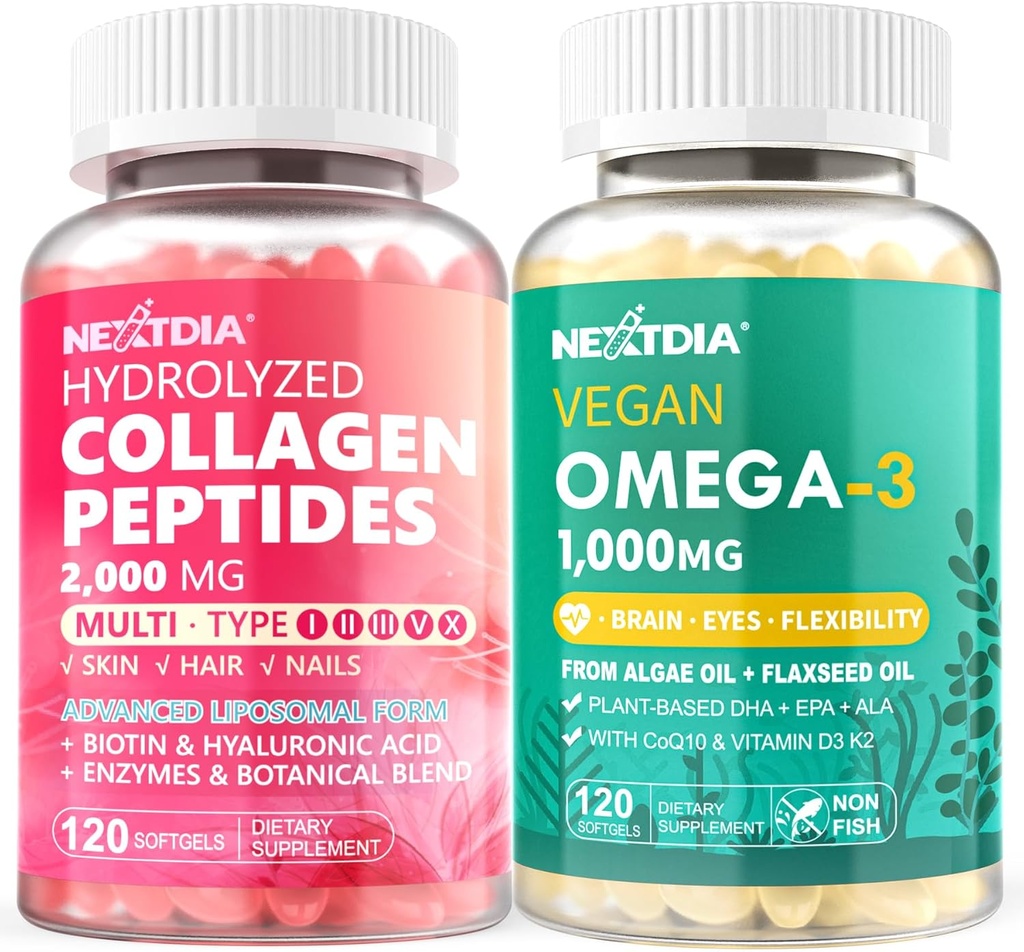 hydrolyzed Collagen Peptides גלולות + אומגה 3 תוספת עם ויטמין D3 K2