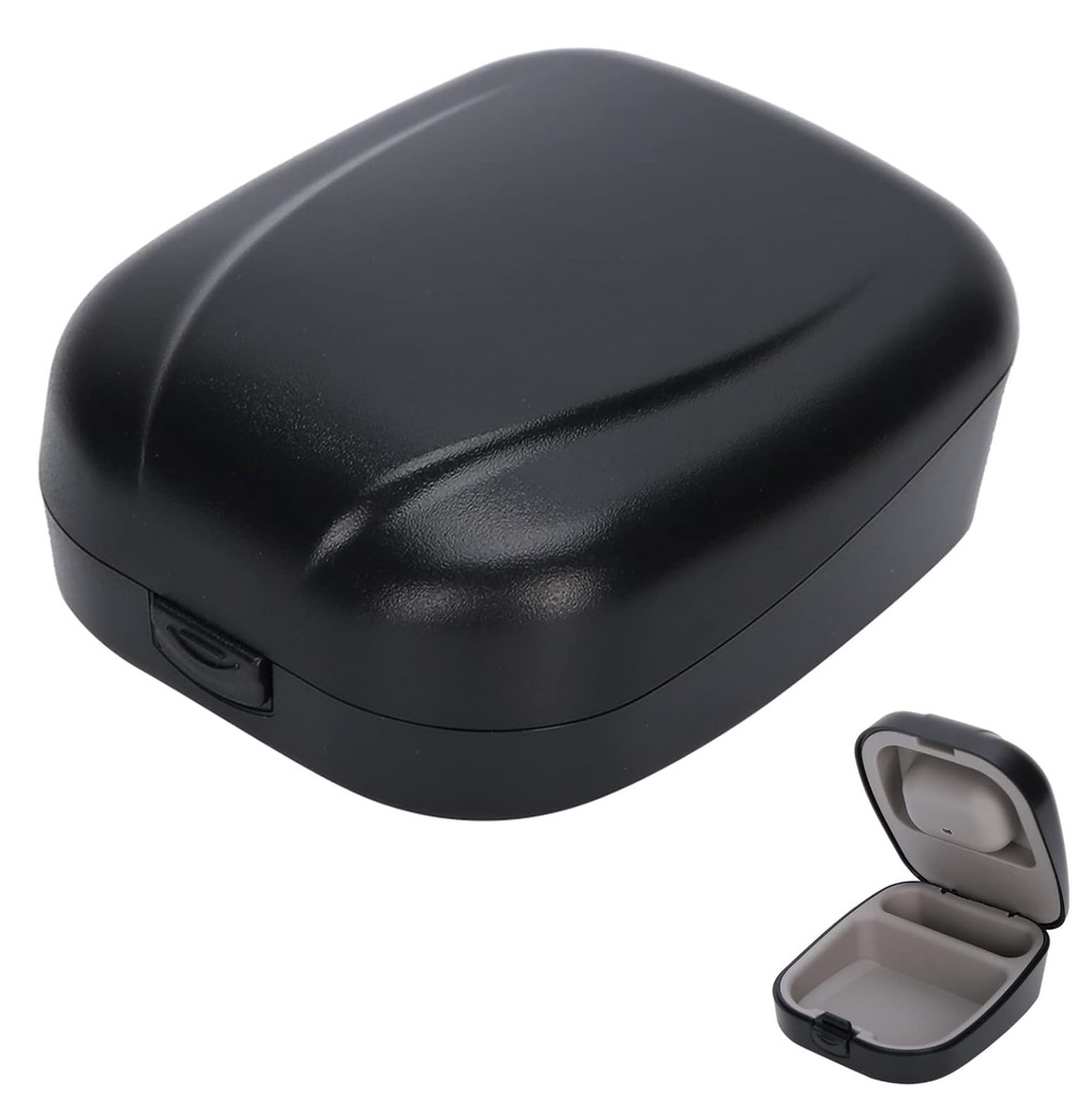 מאחורי הקלעים של The-Ear Hearing Aid Case, Waterified Drop Resistance Storage Box Audio Aider for Storing Hearing Aids (Black)
