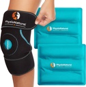 PhysioNatural Ice Pack for Knee Pain Relief, Reusable Gel Ice Wrap for Leg Injuries, Swelling, Knee exchange Surgery, Cold Compress Therapy for Arthritis, Meniscus Tear ו-ACL