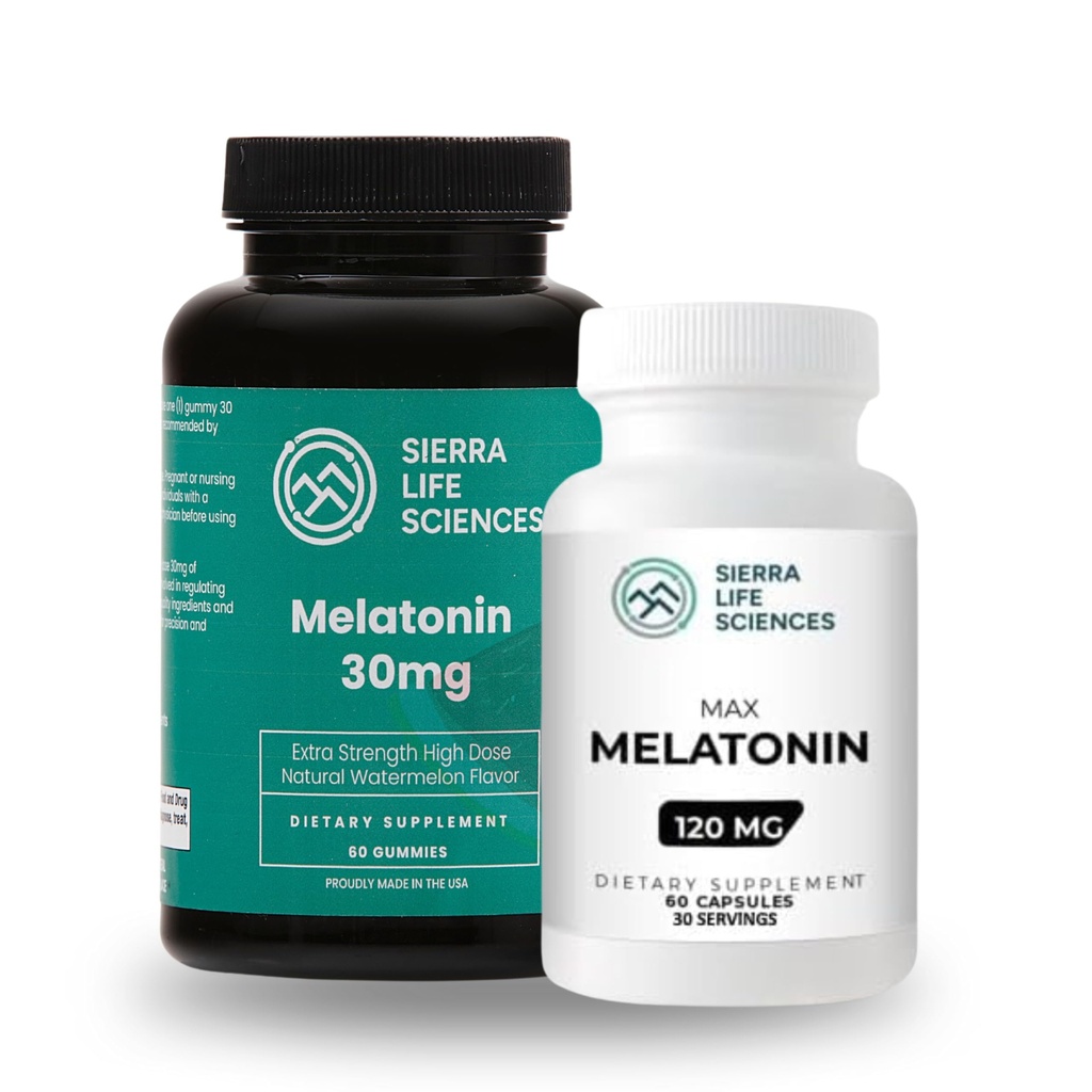 Melatonin Sleep Support Bundle | 30mg Watermelon Gummies & 120 מ"ג קפסולות גבוהה Dose | Advanced Sleep Aid for Adults
