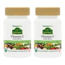 NaturesPlus Source of Life Garden ויטמין C - 60 קפסולות טבעוניות, Pack of 2 - Immune System Support - מוסמך אורגני, non-GMO, Gluten Free - 60 שרתים מלאים