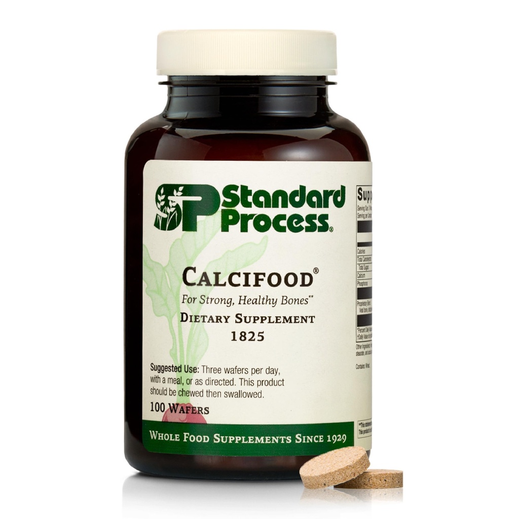 מעבד סטנדרטי Calcifood - תוסף Calcium עבור כוח העצם ו Calcium Absorption - תמיכה בריאות העצם לנשים וגברים - non-Dairy & non-Soy - 100 Wafersorption