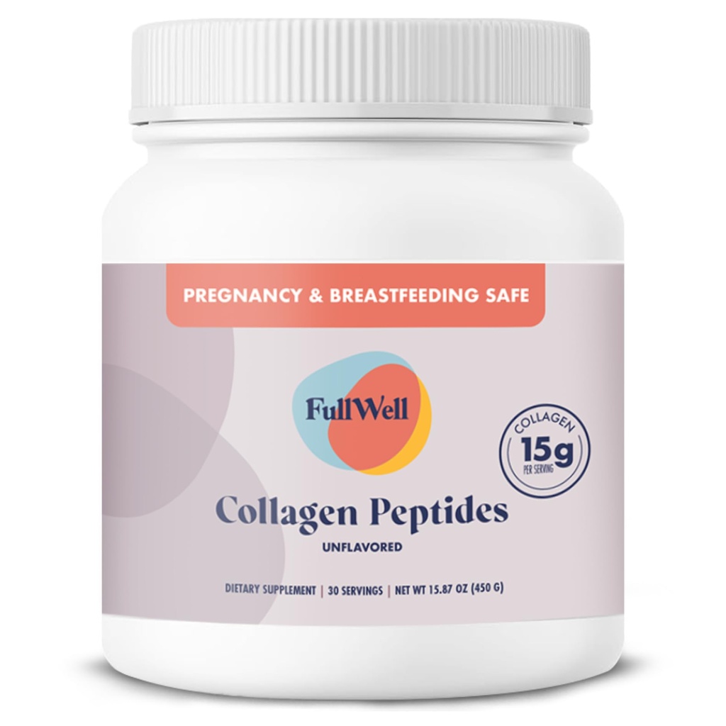FullWell New Hydrolyzed Collagen Peptides, הנקה הריון בטוח דשא אבקת קולאזן לנשים, 15g Unflavored Collagen, 30 משרתים