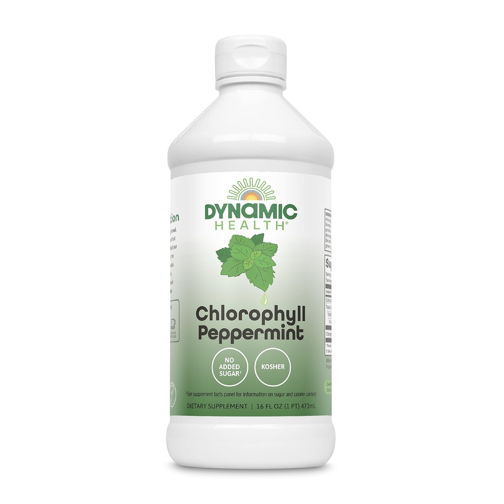 נוזל בריאות דינמי Chlorophyll Peppermint 100 מ"ג, Sodium Copper Chlorophyllins עם אלפאlfa ו- Mulberry Leaves, Plant ניקויse ו Deodorizing, לא תוספת סוכר, 16 Fl Oz