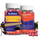 Elderberry חניכיים, Elderberry לחלץ 300 מ"ג, עם ויטמין C ו- Zinc, Strawberry Flavor Gummies, non-GMOs, Gluten Free, Vegan-Friendly, Immune Support, 60 Count (Pack of 2)