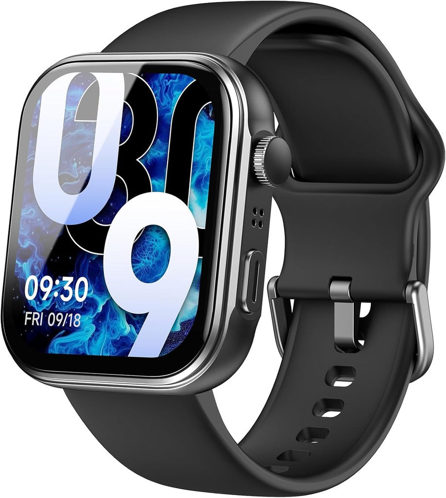 ToZO AMOLED S6 Smart Watch 1.85" Ultra-Clear Screen Dynamic Faces Bluetooth Call, 100+ Sports Modes Fitness Activity Tracker with Sleep Monitor IP68 Waterified Black Black