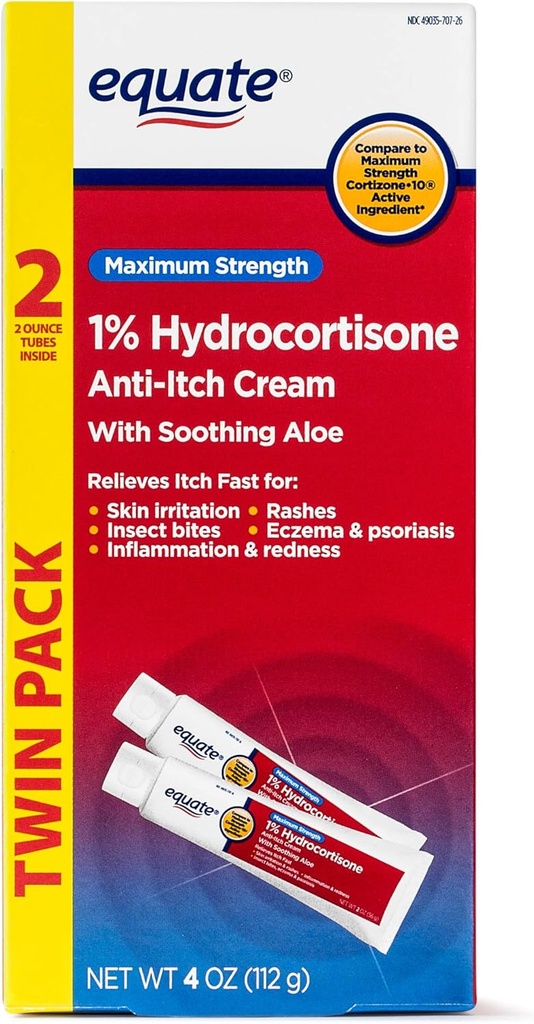 TWINPACK 1% hydrocortisone Anti-itch Cream לעומת כוח מקסימלי Cortisone