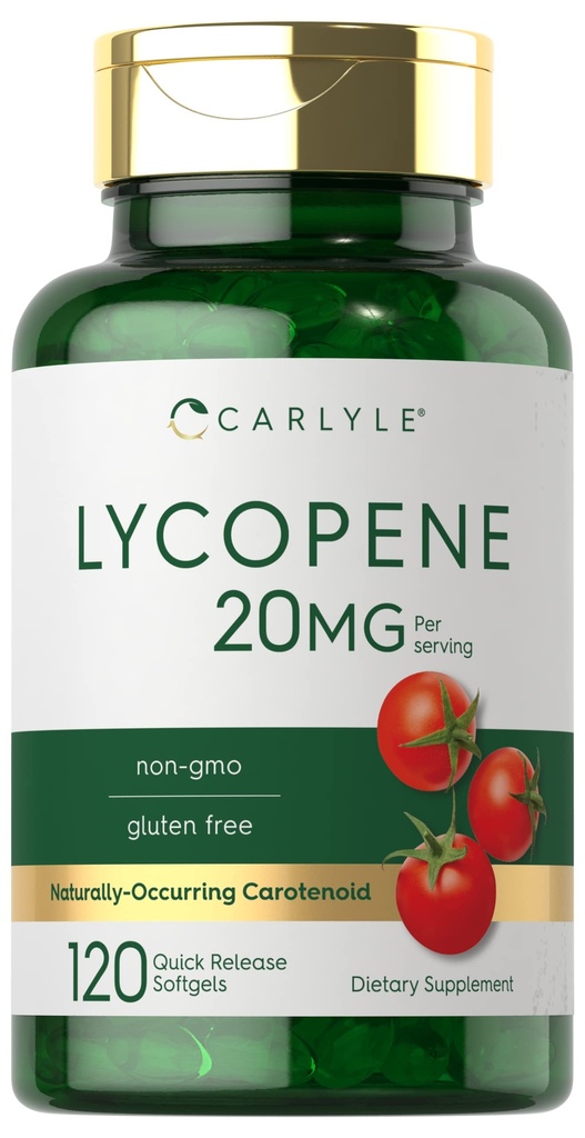 Carlyle Lycopene | 20mg | 120 Softgels | Non-GMO &ten Glu תוסף חינם
