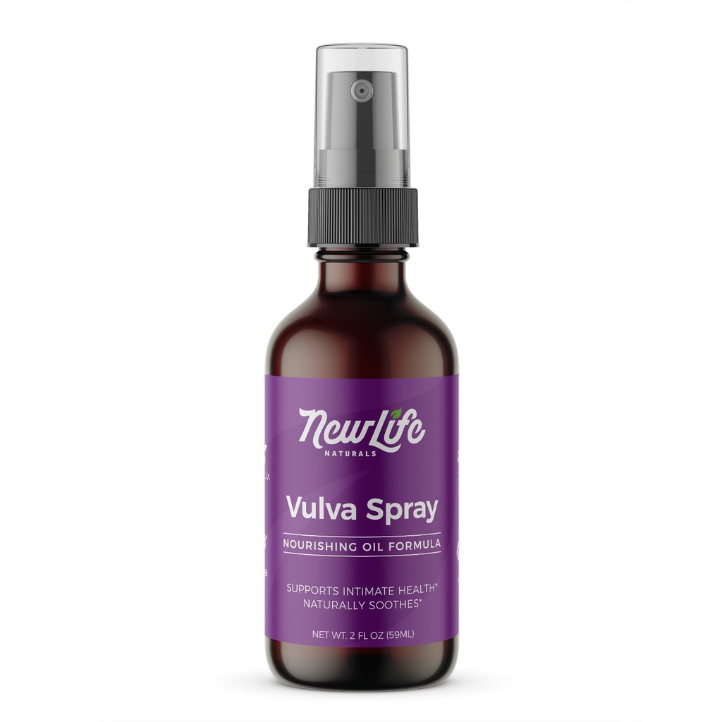 NewLife Naturals Feminine Spray Vaginal Moisturizer עבור יבשה Itching Irritation PH Menopause תמיכה עם שמן זית, לימונים ועוד - 2 oz