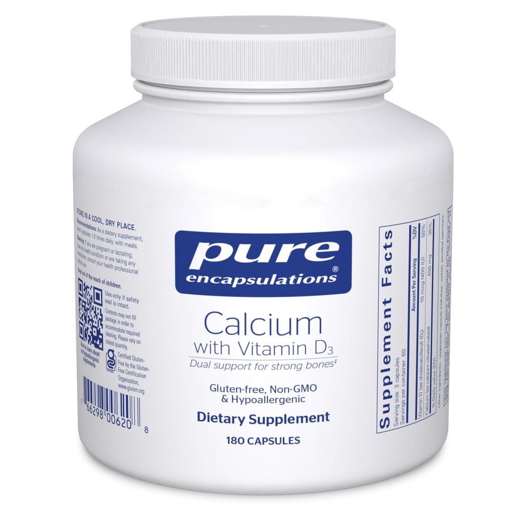 Pure Encapsulations Calcium עם ויטמין D3 | תוספת תזונתית לתמיכה העצם, קולון, ו- Cardiovascular Health *