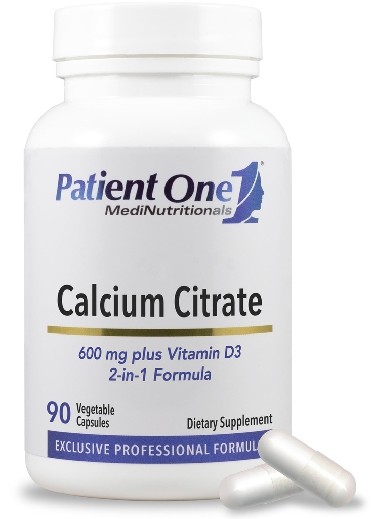 מטופל אחד Calcium Citrate Plus ויטמין D3 | תוספת לתמיכה בעצמות ובבריאות הלב | שיפור Absorption | 90 קפסולות