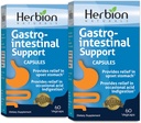 HERBION Naturals Gastro- מעיים תומך ב-Herbal Band for Upset Stomach Relief, Gastro gut Health and Function, Occasional Acid Indigestion, Healthy Intestinal Flor, 60 Vegicaps - Pack of 2