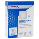 2 " x 2" Dressing (1x1 Pad) AMERX Bordered Gauze - Adhesive Bandages - Water Resistant Barrier - Self Adhesive Border - נשימה, Hypoallergenic - 15 פאות Per Box