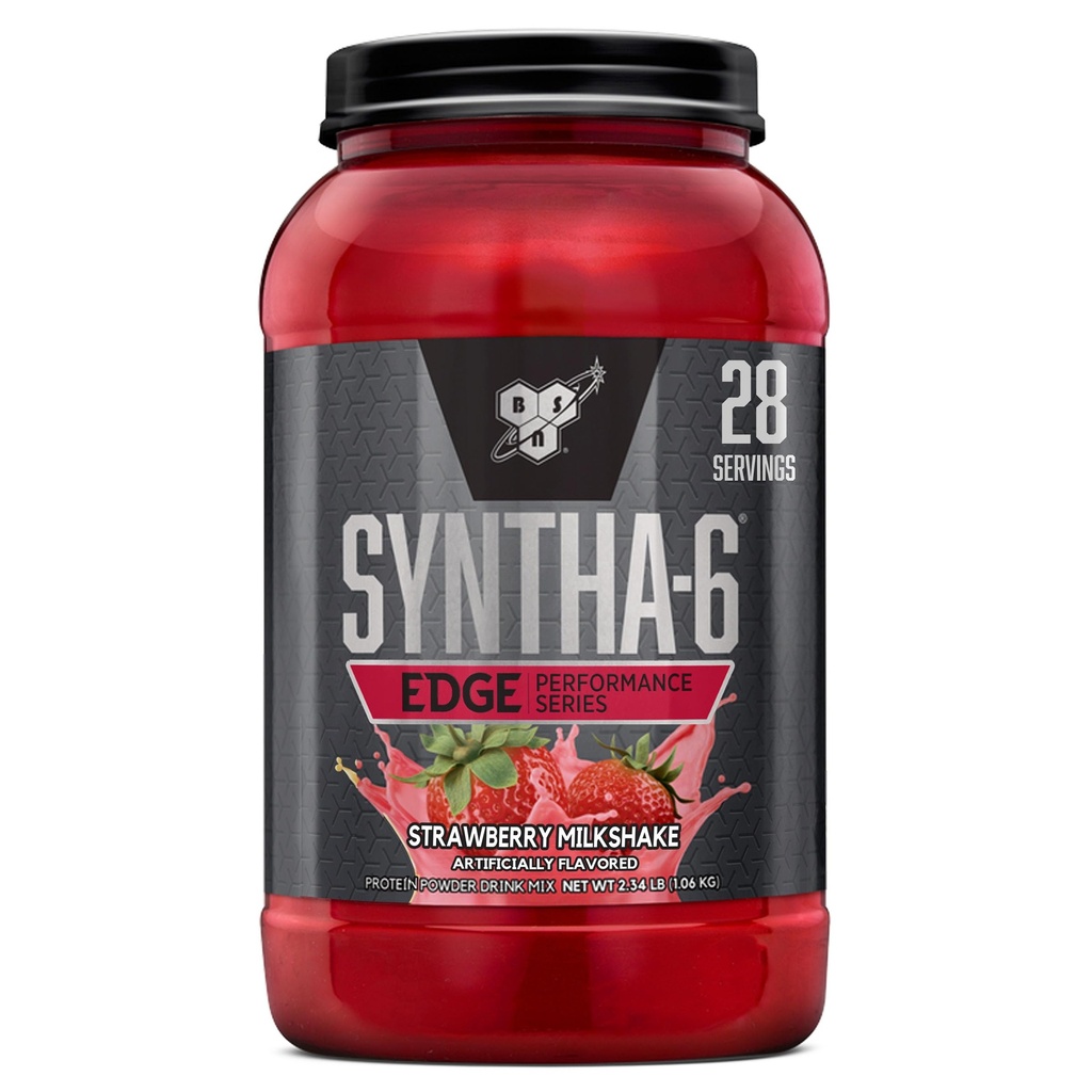 BSN SYNTHA-6 Edge אבקת חלבון, אבקת חלבון סטרוברי עם hydrolyzed Whey, Micellar Casein, חלב חלבונים Isolate, סוכר נמוך, 24g חלבון, Strawberry Milkshake, 28 משרתות