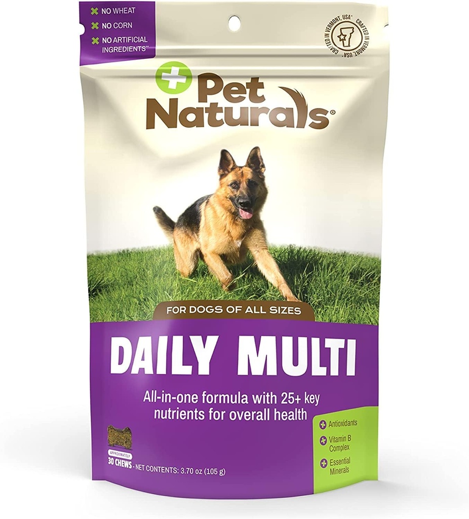 Pet Naturals Daily Multivitamin for Dogs, Veggie Flavor, 30 צ'יפס - יומי צ'יפס עם Amino Acids, ו- Antioxidants - תומך באנרגיה, פונקציונליות מטאבולית ו- Pet Wellness