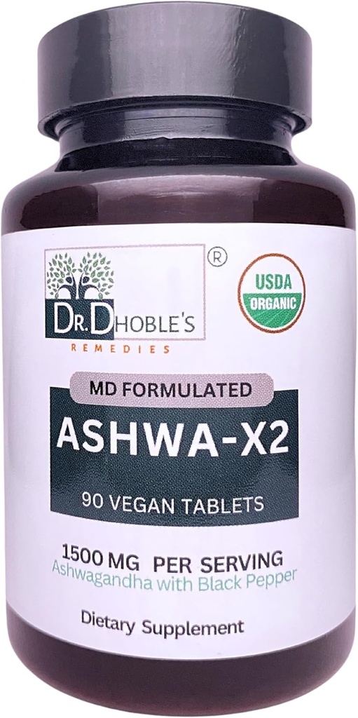 Ashwa X2, Md פורמולה טבעוני טבליות עם רכיבים טבעיים ו Black Pepper אשר להגדיל את הזמינות הביולוגית, 1500 מ"ג, No Extract, USDA אורגני