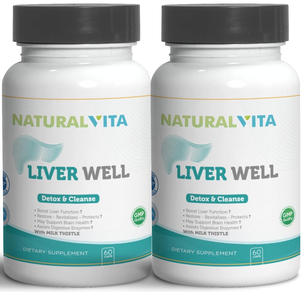Liver Well (2) ניקוי, תמיכה מטאבולית Dtox - Liver תוסף לבריאות Liverwell עם חלב Thistle Extract