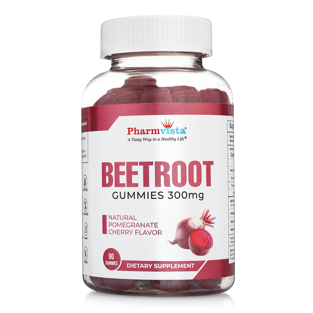 Btroot Gummies 300 מ"ג - עבור תמיכה גופנית בריאה *Natural המעורבת פירות פלבדור non-GMO טבעוני-Beet Chews- 90 Count