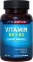 ויטמין D3 K2 תוסף 5000 IU & 200 mcg - High Absorption D3, MK7 & MK4, Heart Health, Immune Support, 90 קפסולות צמחוניות