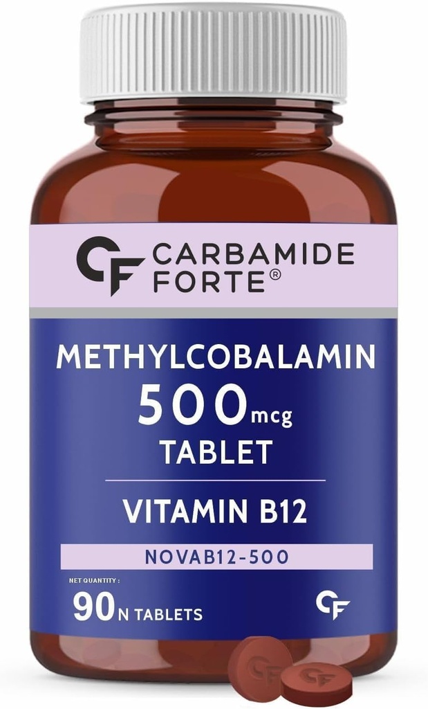 Generic Rise .Vitamin B12 Tablet 500mcg - Active Form of Methylcobalamin B12 תוסף לגברים ונשים - 90 טבליות Veg, Nautral Tablet, Nautral