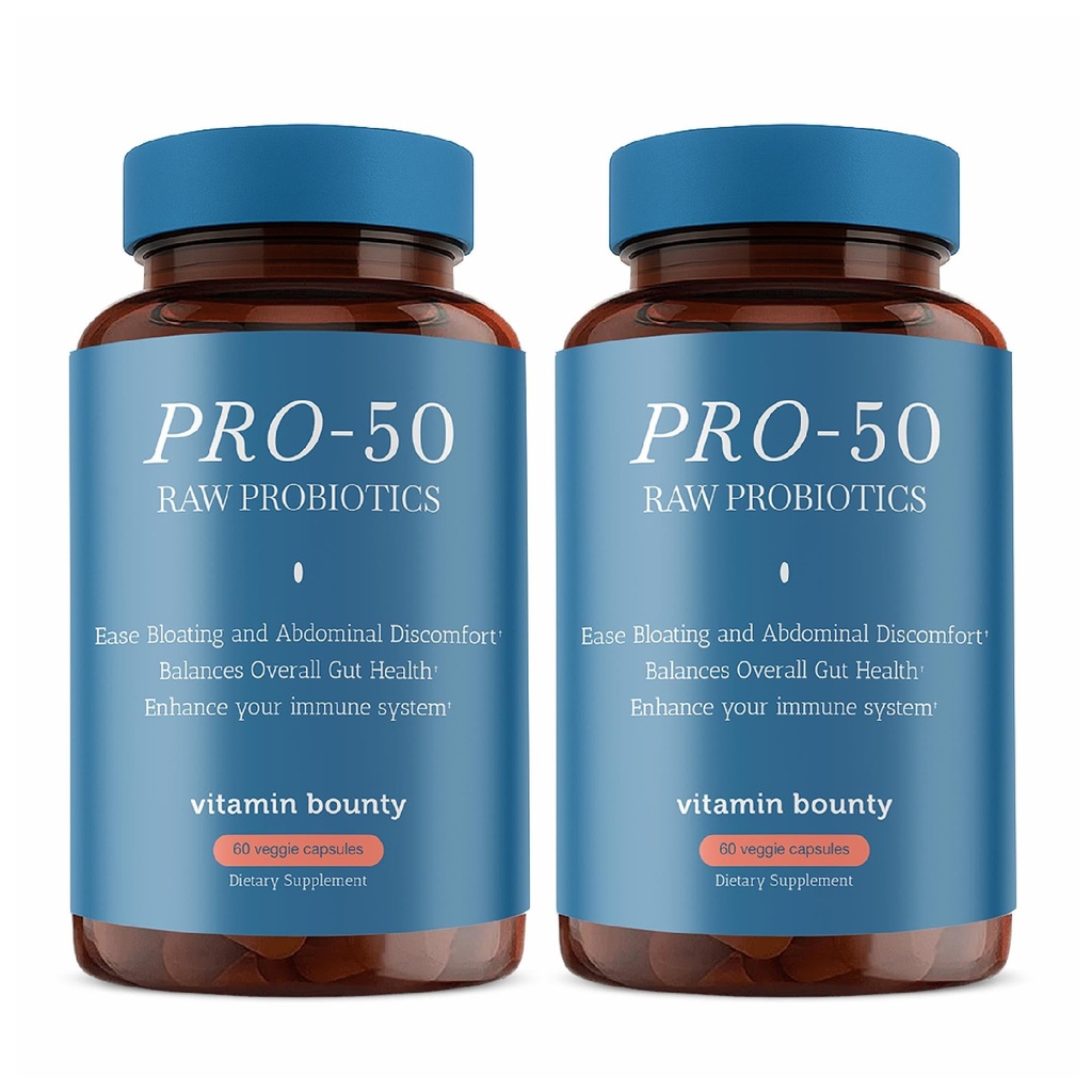 ויטמין Bounty Pro-50 Probiotic 50 מיליארד CFU - 13 Strain תוסף עבור גברים ונשים + Prebiotics - בריאות עיכול & Gut תמיכה - Lactobacillus & Bifido חיידק - נדחה קפסולות שחרור, 2 Pack