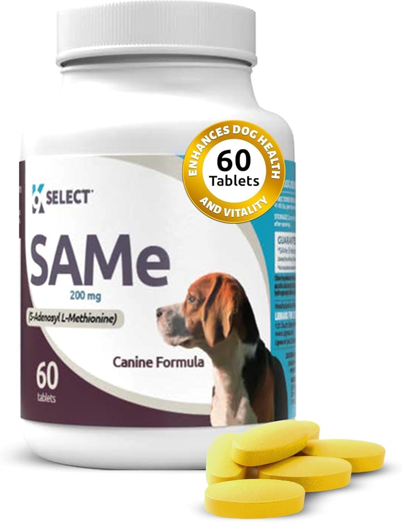 K9 בחר SAM-e עבור כלבים בינוניים וגדולים, 60 טבליות, 200 מ"ג Active S-Adenosyl L- Methionine, עבור כלבים