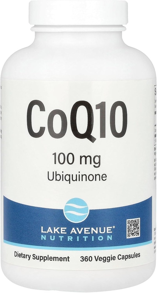 Lake Avenue CoQ10 Nutrition - Ubiquinone תוסף - מקדם פעילות נגד חמצון - Gluten Free, non-GMO - 100 מ"ג - 360 Veggie קפסולות