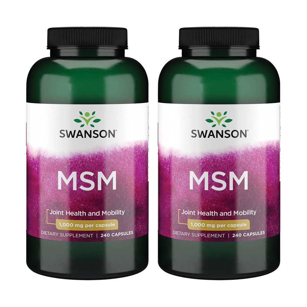 Swanson MSM - מינרלים חיוניים לקידום ניידות ותמיכה בריאות משותפת - מסייע לשמור על בריאות Tissue כולל Cartilage, Collagen & Hair - (240 קפסולות, 1000 מ"ג כל) 2 Pack