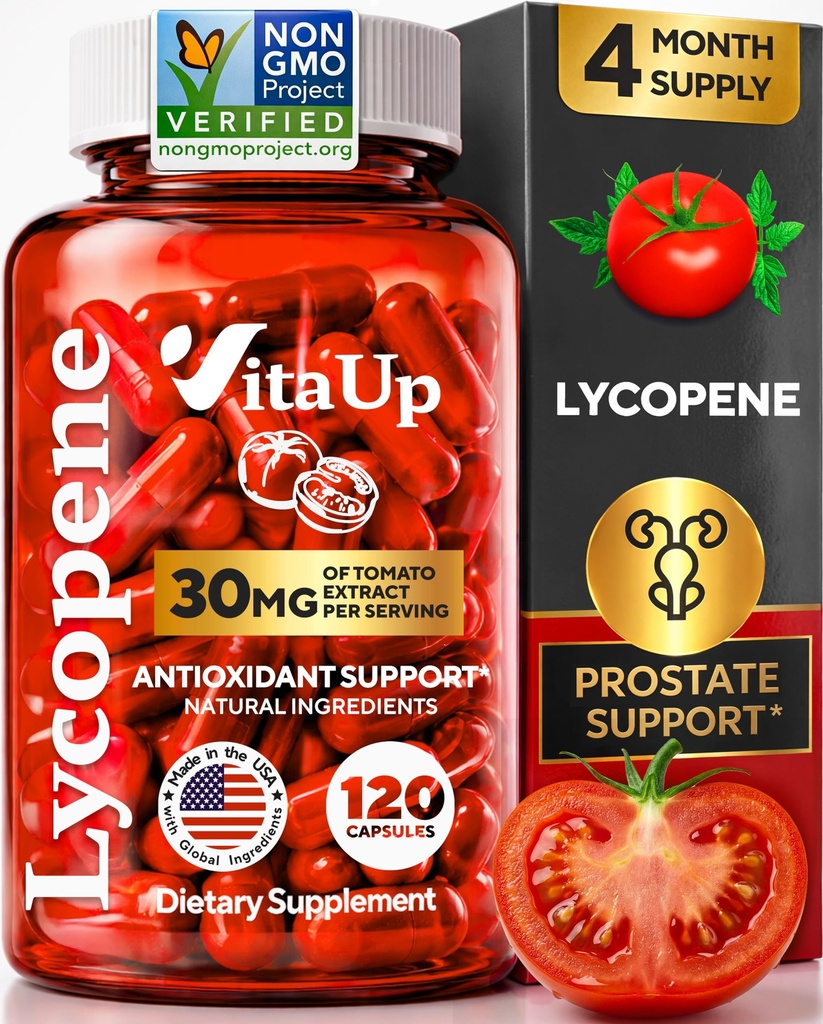 תוספי Lycopene עבור גברים - ארה"ב עשתה תוספי Prostate עבור גברים עם פלט עגבניות טבעי - תוספת non-GMO Lycopene עבור Prostate, Skin & Antioxidant תמיכה - 120 הרוזן