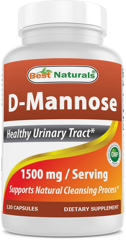 Best Naturals D-Mannose כמוסות - Urinary Tractse תוסף 1500 מ"ג / משרת - 120 Count