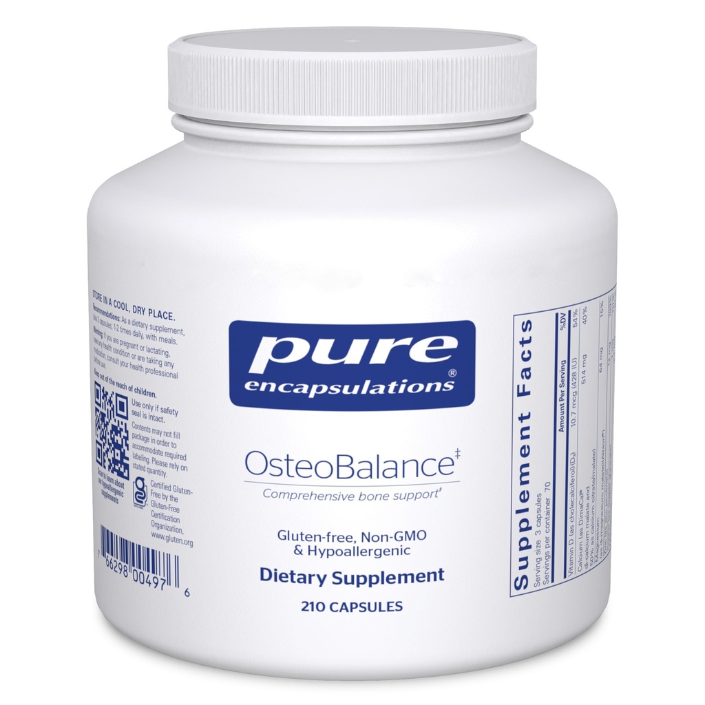 טהור Encapsulations OsteoBalance | תוסף Hypoallergenic כדי לקדם את Calcium Absorption ולהגדיל את מינרליזציה העצם בריאה *