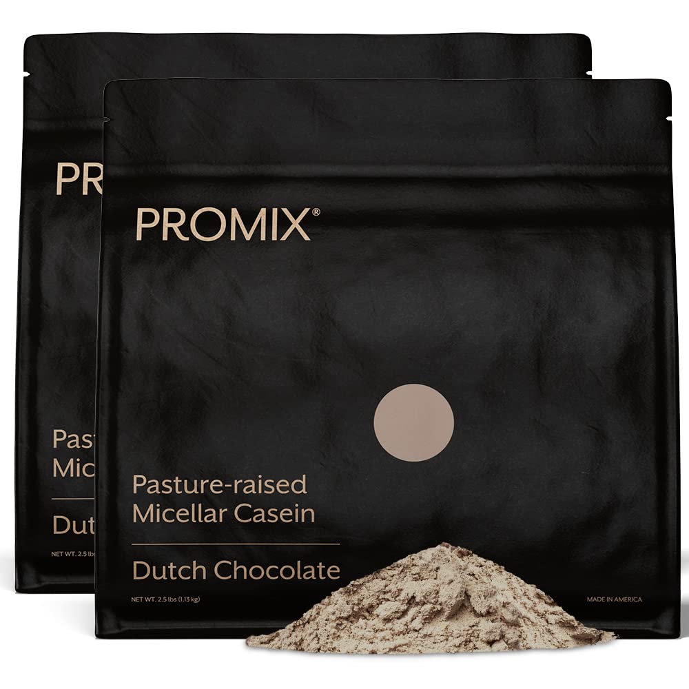 אבקת חלבון ProMix Nutrition Casein - Grass-Fed, Pasture גדל, שחרור איטי 25g Micellar Casein - 5.4g BCAAs Gluten חינם, סוכר חינם, Soy חינם - שוקולד, 5lb