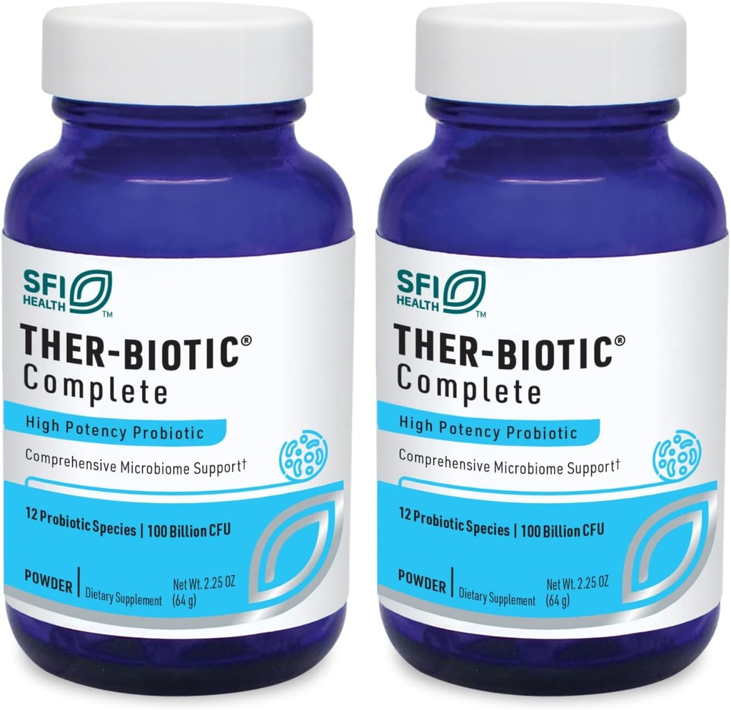 Klaire Labs SFI Health Ther-Biotic מוחלט אבקת פרוביוטיקה - 100 מיליארד CFU - Men's and Women's Probiotics for Digestive Health & Immune Support - Free, Hypoallergenic (64g, 2 Pack)