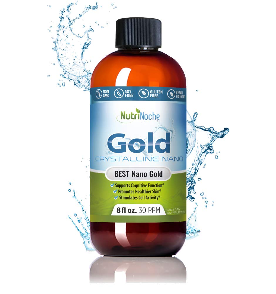 cooidal Gold נוזל תוספת על ידי Acnoche - 100% טהור ננו זהב מינרלים - תומך בהירות נפשית, פוקוס ורגיעה - 8 oz בקבוק - טבעוני, Gluten-Free - Crystalline - 30 ppmm