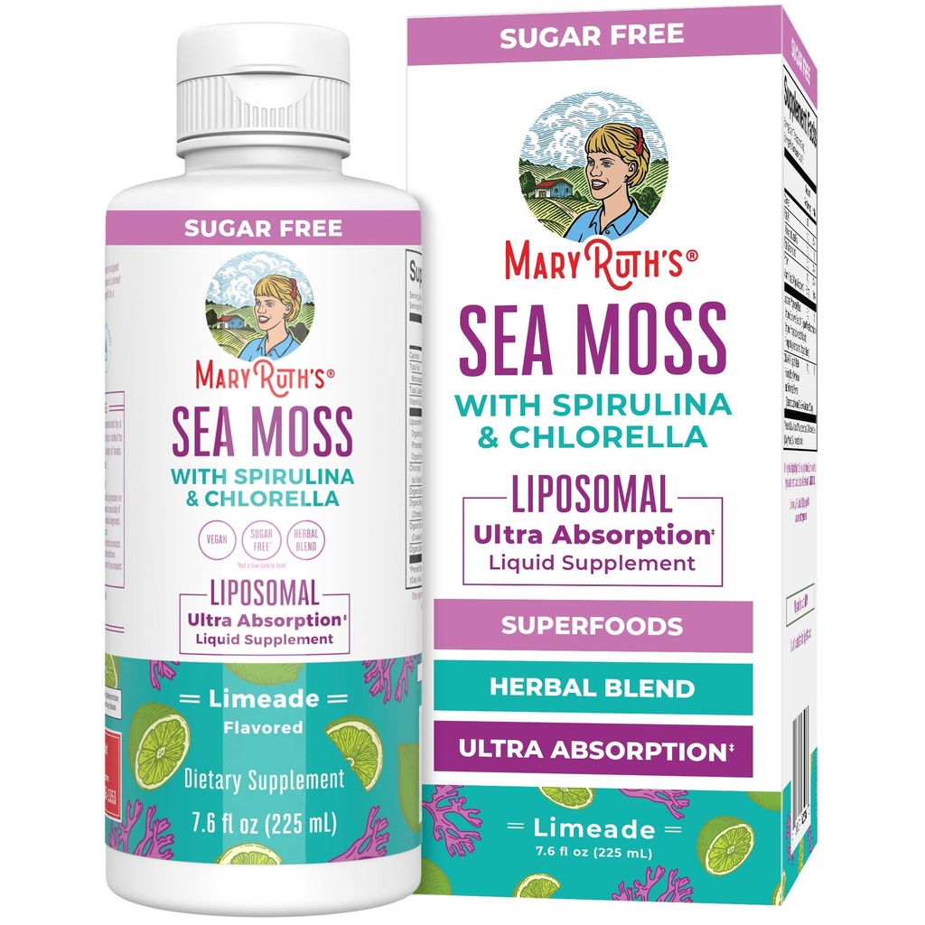 MaryRuth Organics Sea Moss with Spirulina ו Chlorella Liposomal | Chlorophyll | Dandelion Root | Superfood | Ultra Absorption