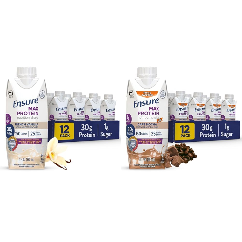 ודא מקס חלבון דיאטה שקד עם חלבון 30g, 1g סוכר, שקד חלבון גבוה, וניל צרפתית קפה Mocha, נוזל, 11 oz (Pack של 12) Bundle