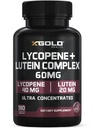 Lycopene + Lutein 60 מ"ג תוספת תמיכה בריאות וחזון; Antioxidant לעיניים & Skin | Non-GMO, Gluten Free | 180 קפסולות צמחוניות | Made in USA