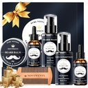 Beard Growth Kit - 7 Pc Kit, כולל Wash, Oil, Conditioner, Balm, Comb, Gift Box Set for Men