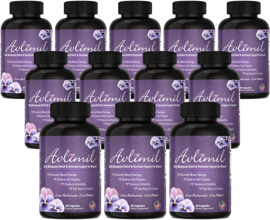 הורמון איזון & Menopause | הקלה מ Mood Swings, Hot Flashes, Night Sweats & Irritability - Isoflavones, Black Cohosh, Raspberry, ולריאן, סייג', Red Clover, Lemon Balm - 60 Count (12)