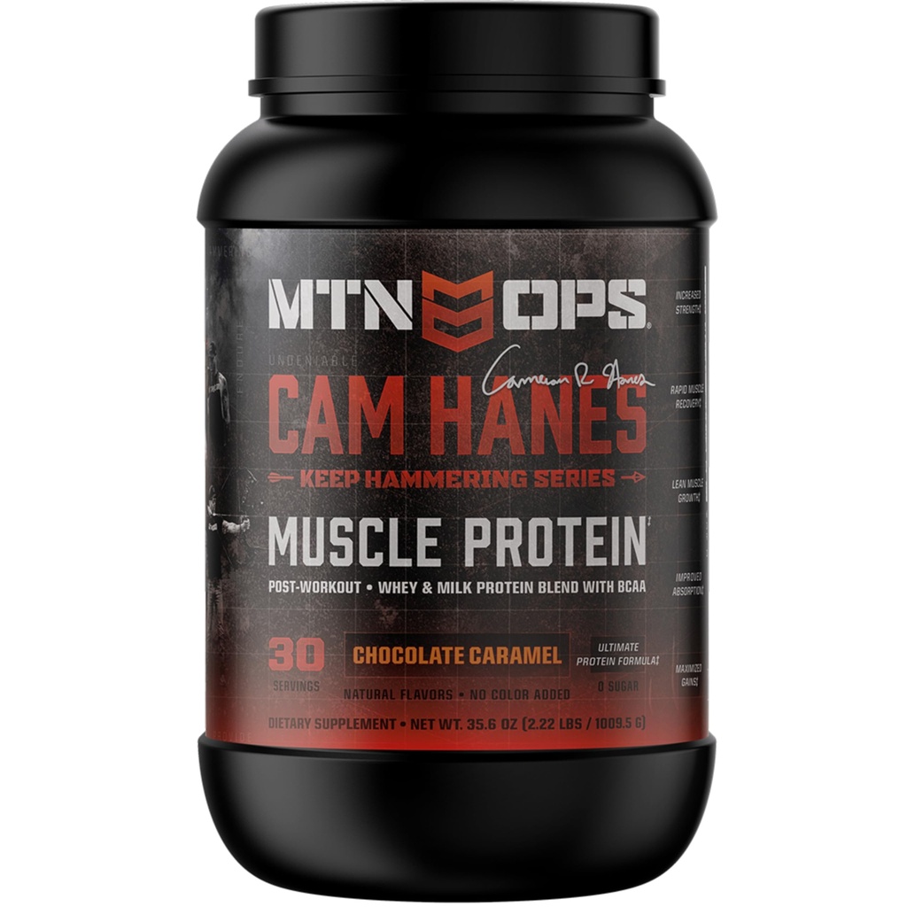 MTN OPS קמרון האנס ממשיכים להמר על אבקת חלבון Whey, שוקולד קארמל פלאמור, 30 משרתים