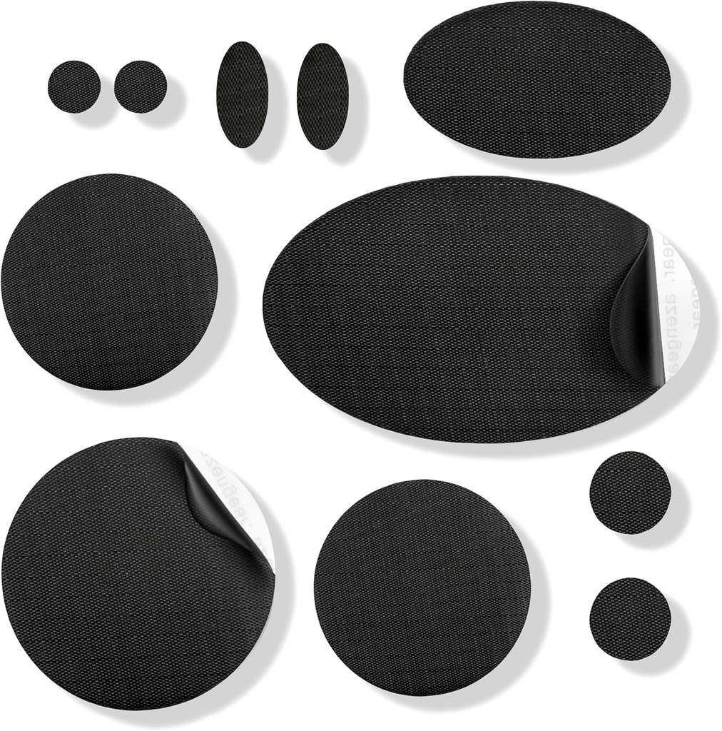 AZengear Fix Patches - Waterהוכחה, self-Adhesive, Tear-Cold-Heat-Resistant ניילון Polyester Fix Puffers, Gear, Tents (11 Pieces, Solid Black)
