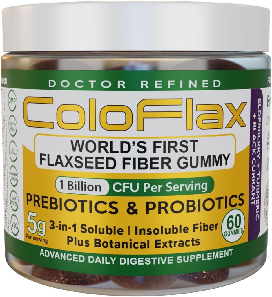 אורגני Flaxseed סיבים + Probiotic Gummies | Constipation Relief & סדירות ללא Cramp למבוגרים, Soluble & Insolublele משולש-Fiber טבעוני חניכיים - 30 משרתים
