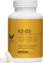 רמה גבוהה K2D3, ויטמין K2 & D3 תוספת עם BioPerine Black Pepper, מתחם פעולה כפול ללב, העצם, Immune Support, 5000 IU D3, 100 mcg K2, Vegetarian, 60 Veggie קפסולות