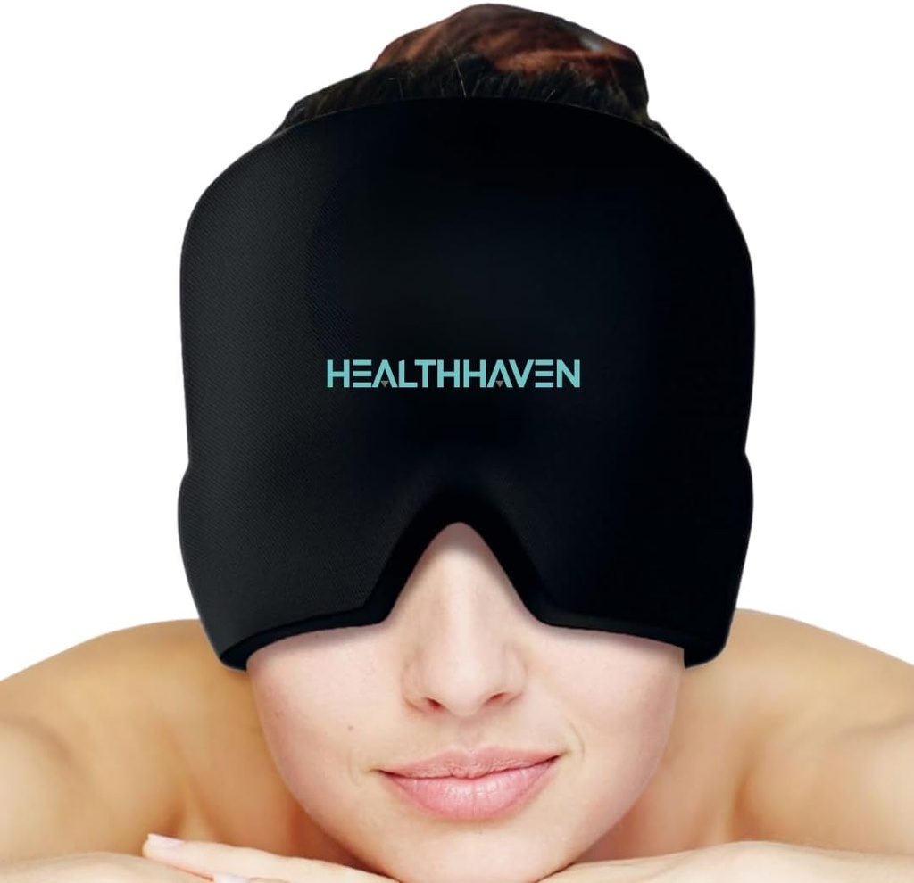360°Migraine Head Relief Cap, Cooling Gel כובע כיסוי ראש עבור מיגרנות, Tension, Stress & Hangover, חום ו Cold Therapy, Soothing Headache