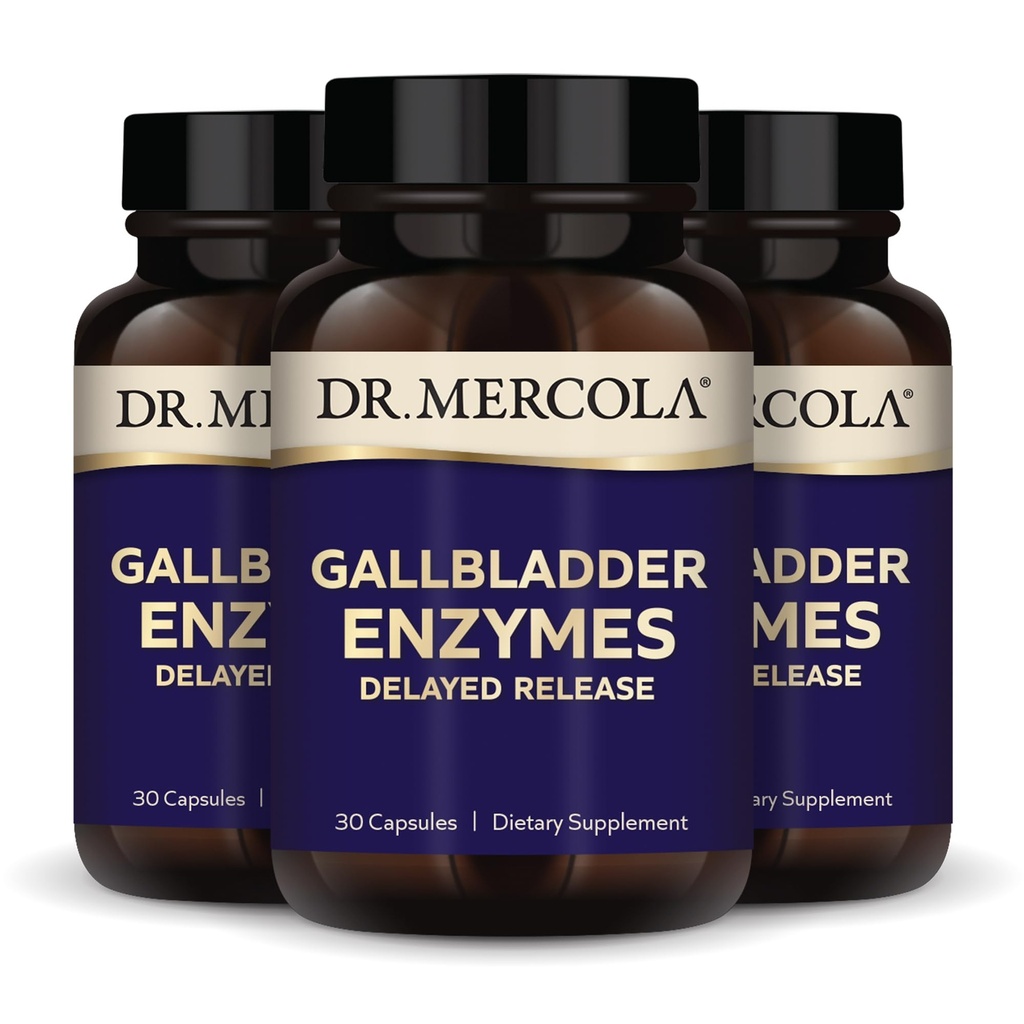 Dr. Mercola Gallbladder Enzymes - Gallbladder & Digestive Health Support - כולל Pancreatic Protease, Amylase & Lipase - non-GMO, Gluten-Free & Soy-Free - 90 נדחה קפסולות שחרור (90 משרתים)