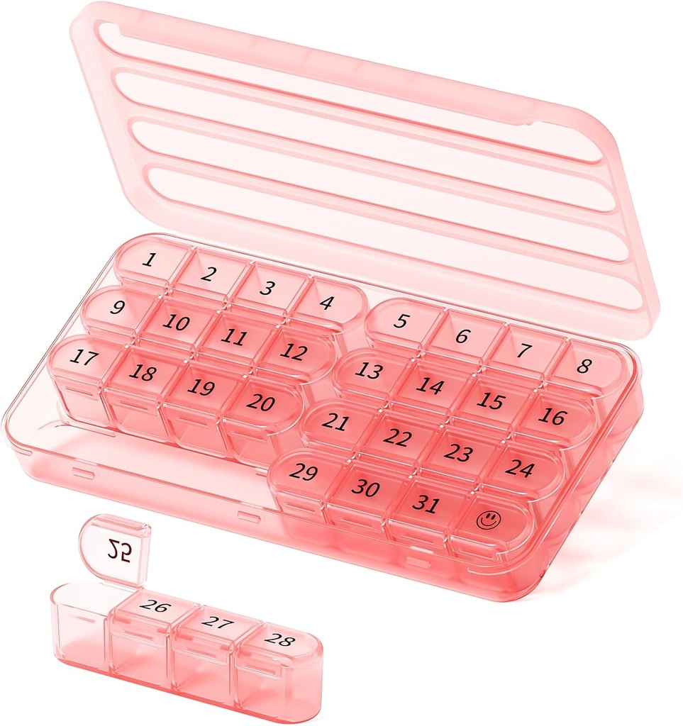 מארגנת גלולות חודשי 1 פעמים ביום, 30 יום Box, One חודש פאי מקרה פעם יום, 31 יום גלולות גלולות הולדר תרופות מארגנת עבור ויטמין,Pink